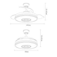 Ventilador de Techo  con luz Fabrilamp DC NOTO - Cromo - 72W - 6120LM - 3 Aspas Desplegables - Altavoz - Mando a Distancia - Ventilador de Techo con Luces LED RGB y Bluetooth - Incluye APP iLink - details 0