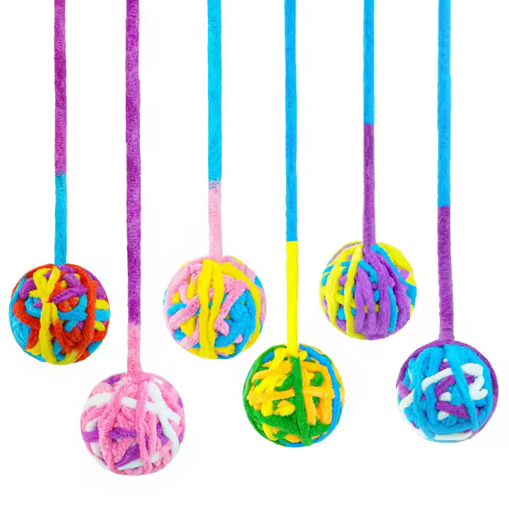 6 Pack Juguetes Para Gatos Interactivos Bolas De Lana De 20 Pulgadas Con Campana Pelota Grande De 2 Pulgadas Juguetes Para Gatos En Interiores - 1