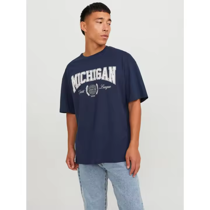 Jack & Jones Hombre camiseta de algodón Moda Casual Informal Ajuste Regular Logo estampado Primavera verano - 1
