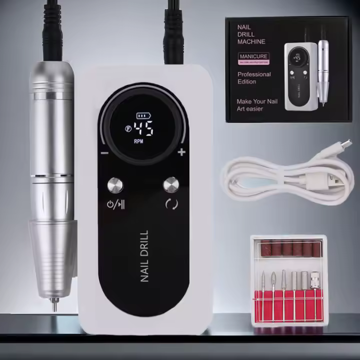 Máquina De Uñas Eléctrica Recargable 45000RPM Con Conector USB Set De Perforación Para Esmalte Remover Y Manicura a Bajo Ruido Colores Disponibles: Blanco / Rosa / Brillante - 1