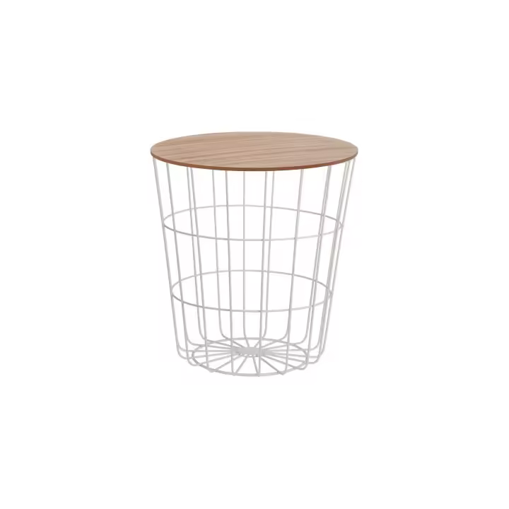 MESA AUXILIAR REDONDA MADERA/ACERO BLANCO  39xh.41 cm EHLIS DE SUINPLAS DECORACIONES - 1