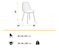 Meimon Silla de comedor con asiento en tejido verde claro jaspeado y trasera en polipiel verde oscuro. Medidas: 45 x 53 x 87 cm / Altura del asiento: 49 cm, sets de 4 unidades, pack de sillas - details 2