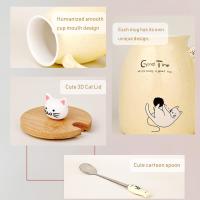 Taza De Té Kawaii Con Gato Cerámica De 16 Oz Taza De Café Con Tapa Y Cuchara Estilo Japonés Regalos Nuevos Para Mujeres Amantes De Los Gatos - details 1