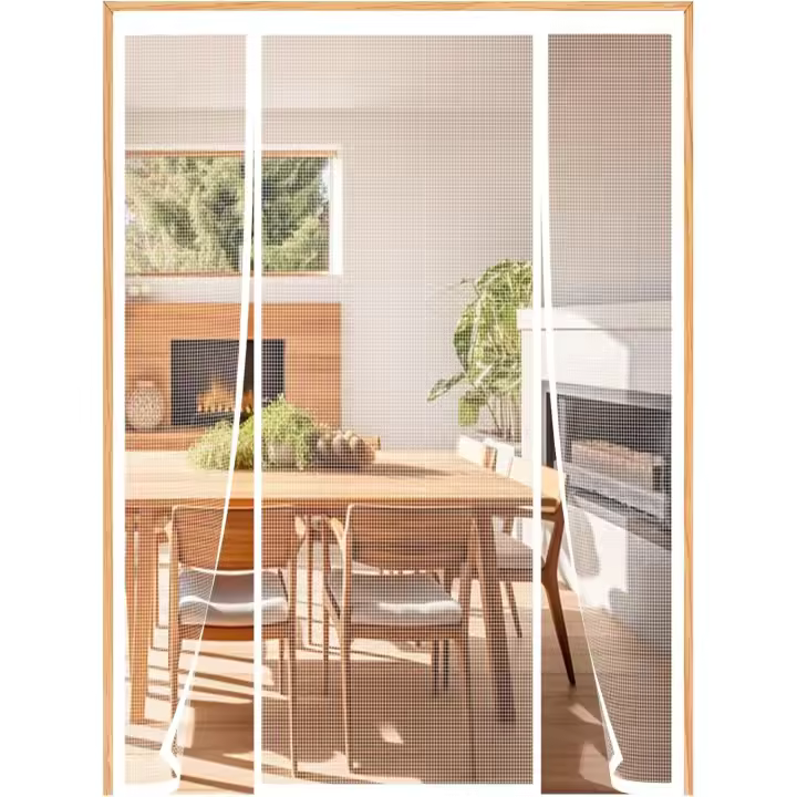 Mosquitera Puerta Magnetica 130(33/64/33) x210cm, Doble Apertura Lateral Cortina Magnética Puerta Exterior para Balcón Puerta Corredera de Patio, Mosquitera de Malla Blanco - 1