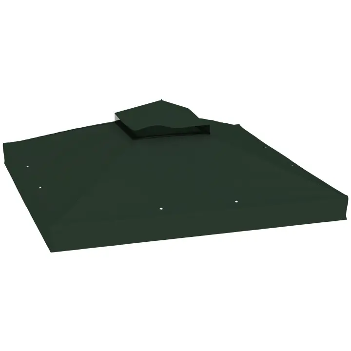 Outsunny Techo de Repuesto para Cenador 3x3 m Cubierta de Repuesto 370g/㎡ con Techo Doble con Mosquitera Protección UV 30+ Toldo de Recambio para Pabellón Gazebo - 1