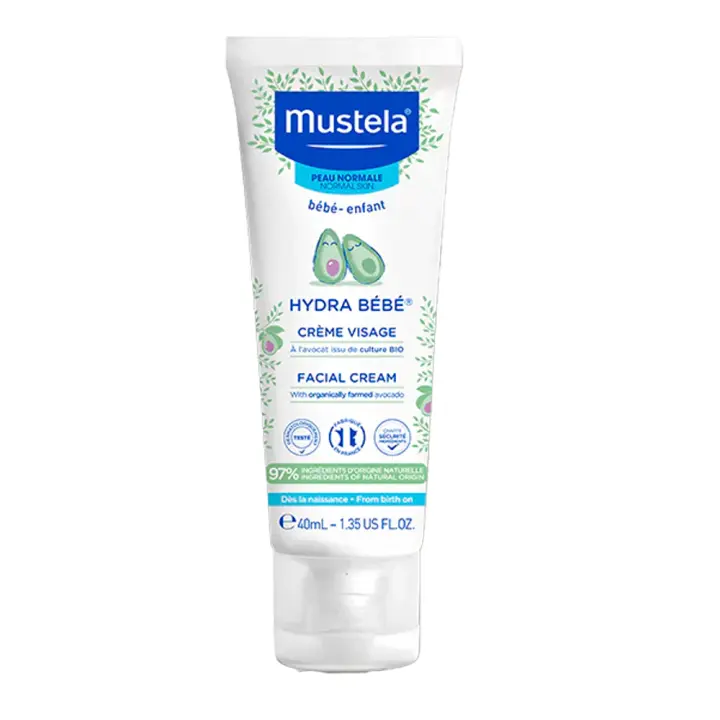 Mustela Hydra Bebe Crema Facial con Aguacate Bio para Bebés y Niños - 1