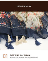Bufanda Boho Para Mujer Floral Ligera Estilo Otoño Invierno Moda Con Borlas Bufanda De Poliéster Para Compras - details 1