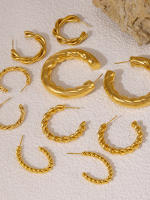 316L 304L de Maple inoxidable de Rosca de Aro Pendientes de las mujeres de la joyería de regalo Twisted Pierce Geométrico Irregular Pendientes de moda - details 0
