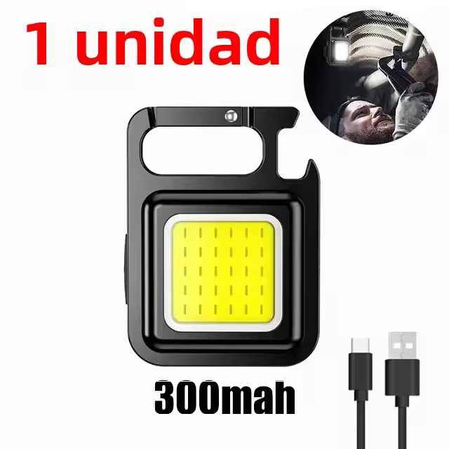 Linterna Portátil LED Mini De Llavero Con Luz De Trabajo COB Y Martillo Para Ventanas Abrebotellas Para Camping Y Emergencias - 1