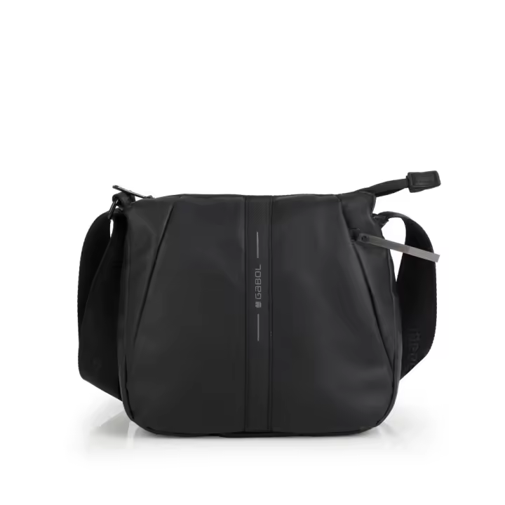 Bolso Bandolera Pequeña Mujer Kora Gabol - Marca Española de Calidad + Logo Reflectante - Color Negro - Ideal para Viajes - Tamaño Compacto de 22x22x9 cm - Volumen de 3,3 L - Peso Ligero de 0,23 Kg - 1