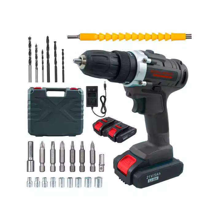 Mediawave Store Screwman Taladro Inalámbrico Batería Doble 21V con Accesorios Velocidad 0-400rpm - 1