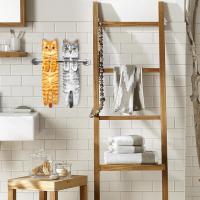 Divertidos Gatos Toalla de Mano-Decoración Gato Toalla Colgantes para Baño Trapos de Cocina-Animal Absorbente Suave Toallas-Regalos Graciosos para Originales Mujer Amantes de Los Gatos-Gris - details 2