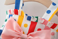 Vestido De Verano Para Bebé Niña Con Estampado De Rayas Y Puntos Y Sombrero Visera Vestido De Princesa Casual Algodón Poliéster Talla A-Line Longitud De Pierna - details 2