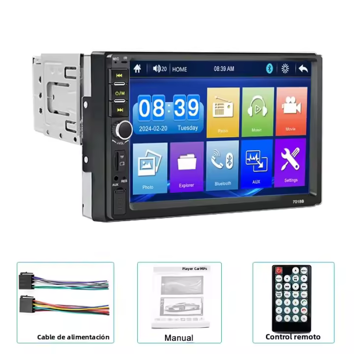 Ahoudy 7" Radio De Coche 1 Din Multimedial MP5 Soporta TF USB AUX Pantalla Táctil Bluetooth Universal Para Todas Las Marcas De Vehículos - 1