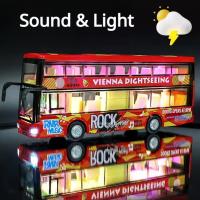 Modelo De Autobús Doble Pared a Escala 1/36 Con Función Retroceso Y Sonido Para Niños Coche De Metal Simulación Regalo Con Puertas Abiertas - details 5
