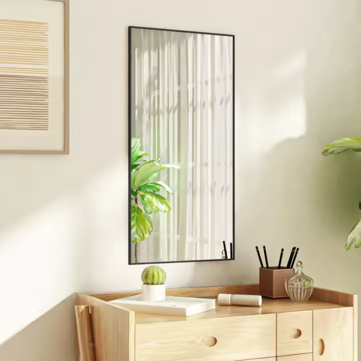 vidaXL Espejo de puerta cristal y aluminio negro 40x80 cm - 1