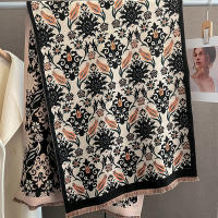 Poncho De Cashmere Floral Impresión Para Mujer Bufanda De Lujo Cálida Pashmina Viaje Chal Envoltura Estilo Elegante 2023 - details 13