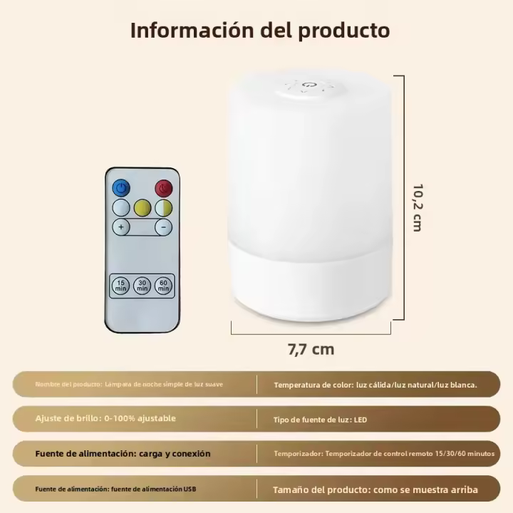 Lámpara De Noche LED Táctil Con Control Remoto Y Tiempo Para Dormitorio Y Habitación De Bebé Iluminación Decorativa Para Mesa Lámpara De Descanso Al Lado - 1