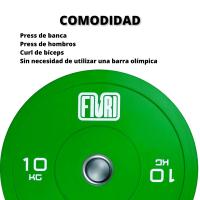 FIURI Discos Olímpicos Recubiertos de Caucho, 5 a 25 kg, Entrenamiento de Fuerza, Crossfit, Material Gimnasio, Gym - details 2