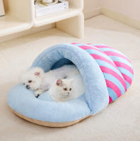 Cama De Gato Confortable De Peluche Cálida Todas Las Estaciones Tunnel Semi-Abierto Bag De Sueño Domo Para Perro/Cat House - details 3