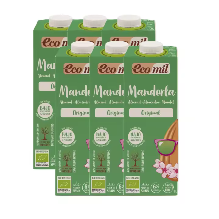 Leche de almendra mandorla Original | Packs de 6 | Sin gluten | 100% Vegetal | ECOMIL - 1