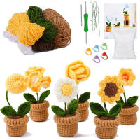 Kit De Tejer Para Principiantes Adultos Con Instrucciones Paso a Paso Kit De Crochet Fácil Tema De Flores Material De Hilo De Algodón - details 0