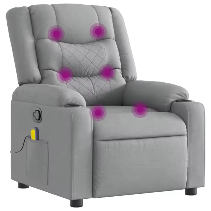 vidaXL Sillón reclinable de masaje de tela gris claro - 1