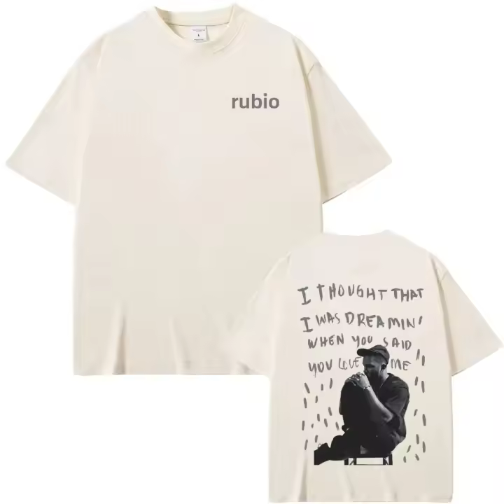 Camiseta De Algodón Puro Para Hombre Y Mujer Estilo Streetwear Rap Doble Impresión Oversized Casual Camiseta De Rapero Blanco Marino - 1