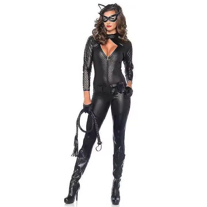 Adult Catwoman Costume, Womens Catsuit Halloween Costume - 1