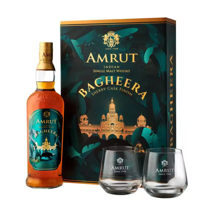 AMRUT S. MALT WHISKY "BAGHEERA" PACK 2 VASOS 70CL 46% - 1