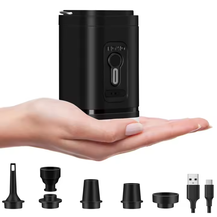 Bomba de Aire Eléctrica inflable con 5 Boquillas, 2 en 1, minibomba inflable y deflectora, portátil con USB, Batería recargable de 1200 mAh. - 1