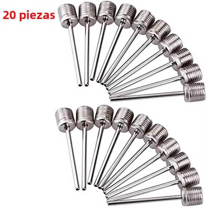 Juego De 10/20 Piezas Agujas De Aire Para Baloncesto Y Fútbol Acero Inoxidable Bomba De Inflado Adaptador De Válvula De Aire Nozzle - 1