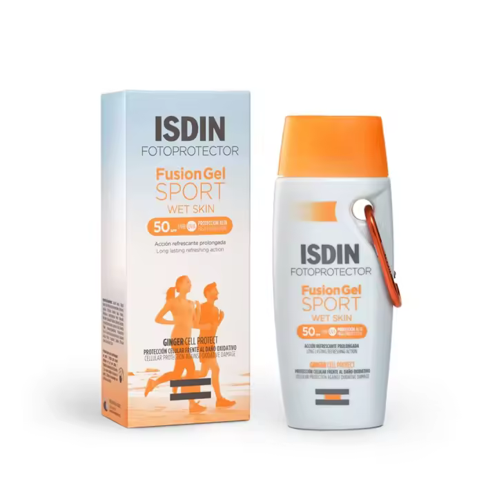 Fotoprotector Isdin Fusion Gel Sport SPF50+ - Protector Solar Deportistas Resistente Al Agua y Al Sudor - Defensa Antioxidante - 1