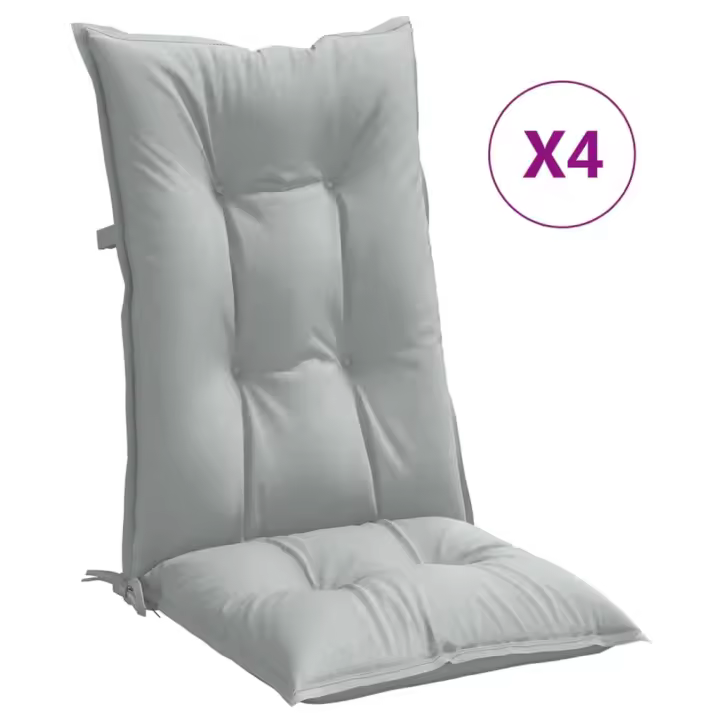 vidaXL Cojines silla respaldo alto 4 uds tela 120x50x7 cm Color Antracita melange,  Gris claro melange,  Gris oscuro melange y mas Cojín Decorativo de Asiento Cojines de muebles de salon - 1