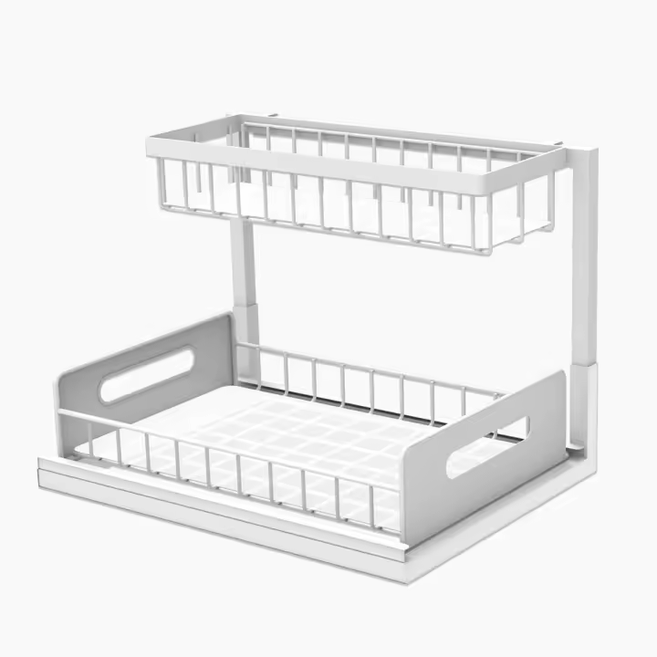 Organizadores y almacenamiento para Debajo del fregadero, with Caja deslizante, estante multiusos de 2 niveles para baño y cocina - 1
