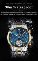 Reloj Mecánico Automático Para Hombre OLEVS 6678 Lujo Original Con Calendario Fase De La Luna Y Flywheel Skeleton Resistente Al Shock Agua Acero Inoxidable - details 8
