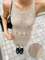 Conjunto De Ropa Elegante Para Mujer 2 Piezas Primavera/Verano 2026 Camisola Y Falda Midi De Punto Con Volante Y Salto Hollow out - details 5