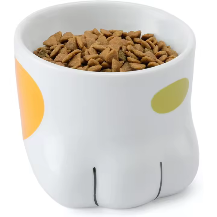 Cuenco levantado del gato (1x150ml), cuenco de cerámica del gato, comida formada pata ortopédica/cuenco del agua - 1