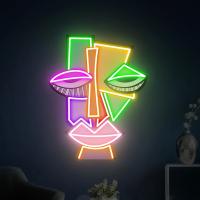 Decoración De Pared Neón Abstracto Cara Arte Impreso UV Con Iluminación Para Bares Clubes Habitaciones De Juegos Y Oficinas Regalo Único Para Cumpleaños - details 4