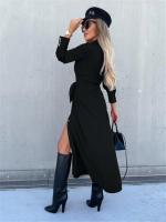 Vestido Largo Para Mujer De Otoño E Invierno Con Cuello V Y Botones Estilo Oficina Midi Color Sólido Cardigan De Manga Larga Tamaño S-3XL - details 18