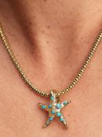 Pandora - Charm Colgante de Estrella de Mar Azul brilliant-Baño de Oro de 14 K - details 2