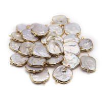 Colgantes De Perla Barroca Natural Platinados En Oro Para Creación De Joyería Moda Colgante Cuadrado Doble Agujero Para Collar Y Pulsera DIY Suministro - details 2