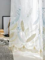 Cortina De Living Room Con Plumas Y Bordado Coreano 1PC Algodón 100% Decorativa Y Protección Total Contra La Luz - details 2