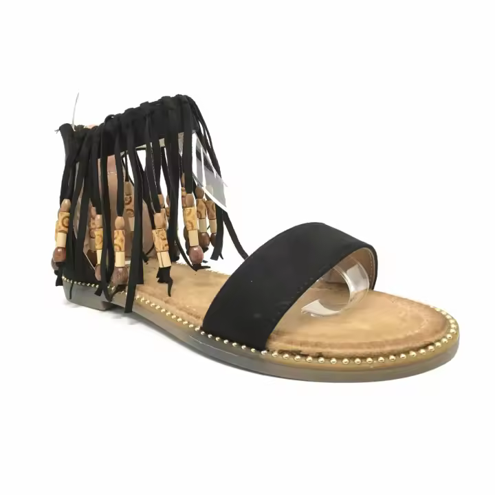 Gobbs CLAU-WH-68 Sandalias planas para mujer negras en sintético 000010 - 1