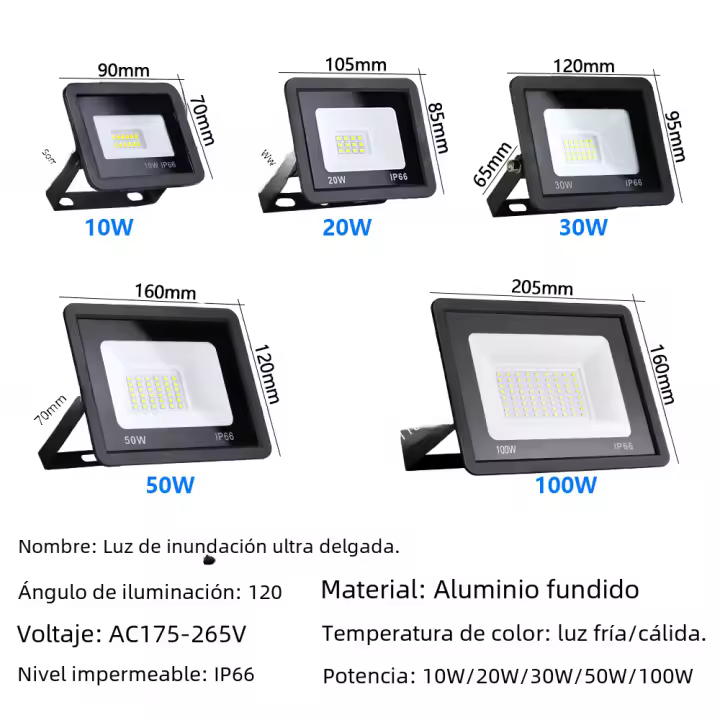 Luz de Inundación LED 10W 20W 30W 50W 100W AC 220V Luz de Calle Impermeable IP66 Reflector Spotlight para Jardín al Aire Libre Lámpara de Jardín Estilo Moderno con Bombillas LED - 1