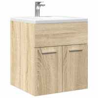 vidaXL Armario para lavabo madera contrachapada 41x38,5x46 cm en color Negro/Madera antigua/Blanco y roble sonoma y más | almacenamiento funcional diseño moderno para baño dormitorio sala - details 8