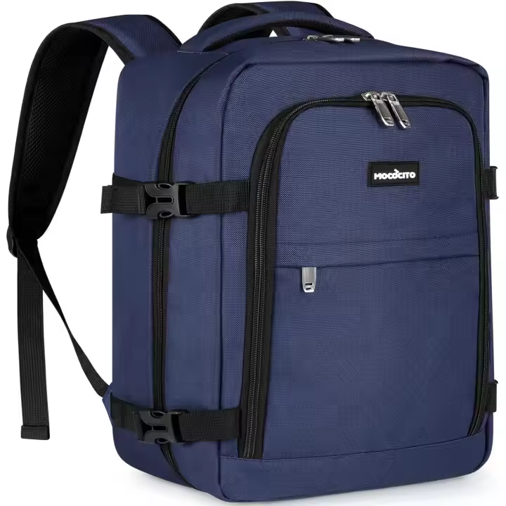 Mochila Viaje Cabina Avion 40x20x25, Bolso de Viaje para Ryanair EasyJet Mochila de equipaje de mano Mochila Viaje, Mochila Unisex Impermeable 20L (Negro Clásico) - 1