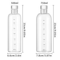 Botella De Agua Deportiva De Vidrio Transparente 500ML 750ML Con Marca De Tiempo Para Viajes Y Actividades Al Aire Libre Adecuada Para Jugos Y Leche - details 1