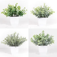Bonsái Artificial De Eucalipto Pequeño Planta Falsa Verde En Maceta Para Decoración De Hogar Jardín Habitación Escritorio - details 0