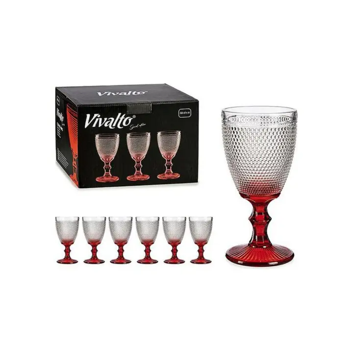 ARISE SHOP-Set de 6 Copas cristal Puntos Agua 330 ml,copa  vidrio decoración puntos - 1